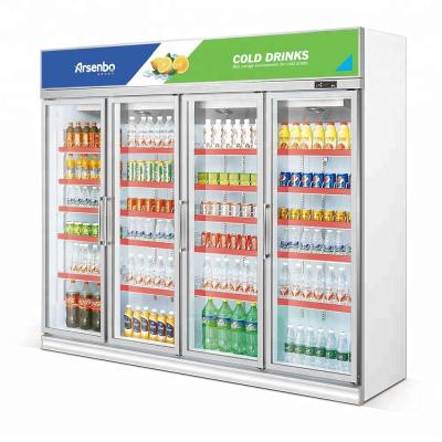 China Upright 4 Door Commercial Display Drink Fridge 1000L SS304 Material for sale