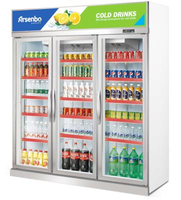 China puerta práctica tres del refrigerador comercial vertical de la exhibición 480W en venta
