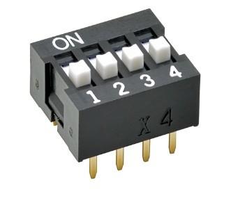 China A6E-4104-N SMD DIP Switch DIP OFF ON SPST 4 Raised Slide 0.025A 24VDC for sale