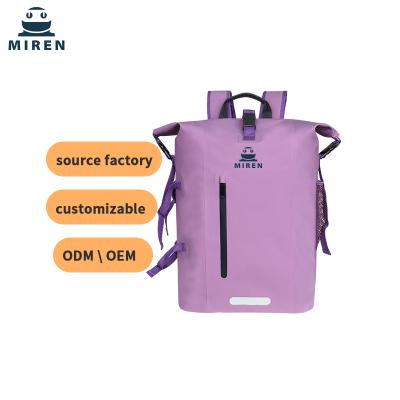 China 500D PVC Material Waterproof Dry Bag Backpack Purple Color 30L Capacity for sale