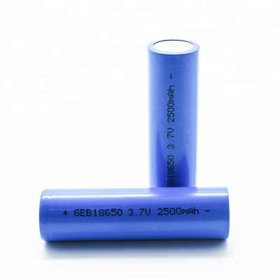 China bateria 3.7v de 3C 2500mah 18650, certificado cilíndrico do CE da pilha do íon do lítio à venda