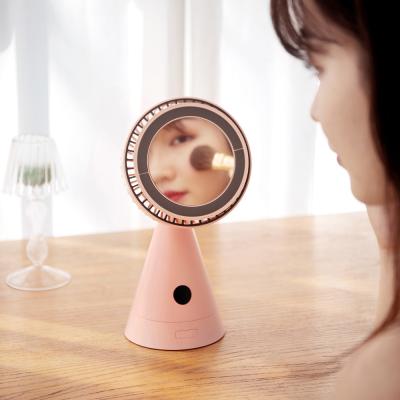 China Household Office Magnetic Rechargeable Table Fan Oscillation Fan Usb Makeup Mirror for sale