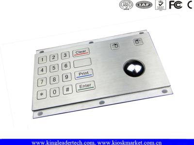 China Vandal-proof Rugged Matel Keypad with 16 Flush Keys and Integrated Optical Trackball for sale