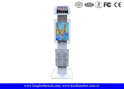 China Freestanding Ipad Mini Stand Secure Ipad Kiosk Lockable , Logo Panel And Leaflet Rack for sale