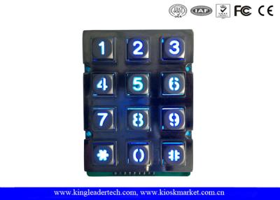 China Phone Booth Usb Industrial Numeric Keypad Metal With 12 Blue Backlight Keys for sale