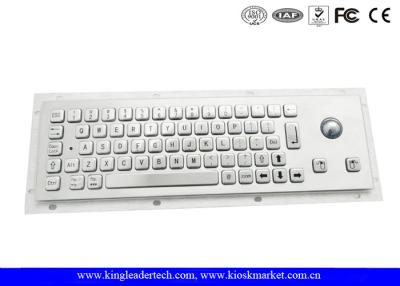 China Brushed Metal Industrial Panel Mount Keyboard With 25mm Diameter Trackball for sale