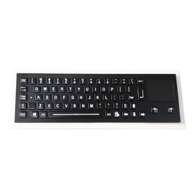 China Electroplated Black Rugged Vandalproof IP65 compact backlit panelmount stainless steel keyboard with touchpad. for sale