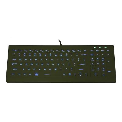 China Washable Medical Industrial Silicone Backlit Keyboard with Low-profile Keys for sale
