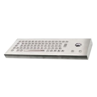 China Rugged Industrial Desktop Stainless Steel Metal Keyboard With Optical Trackball Mouse for sale