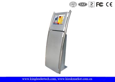 China Customizable Information Touch Screen Kiosk Stand With Two Stainless Steel Poles for sale