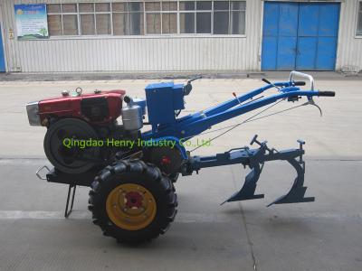 China Electric start walking tractor with double plough for sale