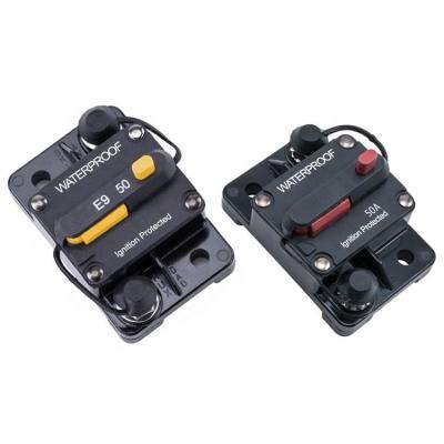 China 30V 48VDC Waterproof Panel Mounted Automatic Circuit Breaker with Manual Reset Button for Car RV Electric Devices for sale