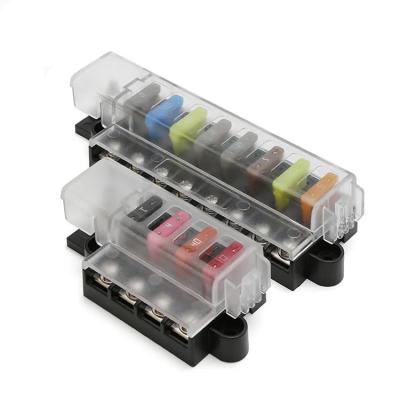 China Fuse Box 4 8 Way 12V Auto Marine ATC / ATO Blade ST Fuse Block Holder with Cover 30A Per Circuit Screw Pan for sale