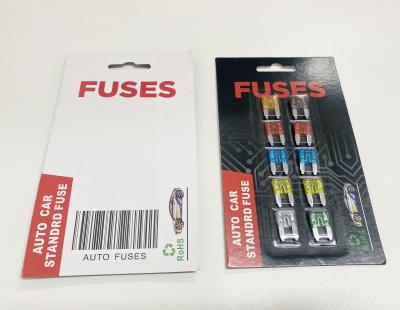 China PC/PA Nylon Material Mini Auto ATO ATY Standard Blade Fuse Car Fuse Blister Pack Packing Package for sale
