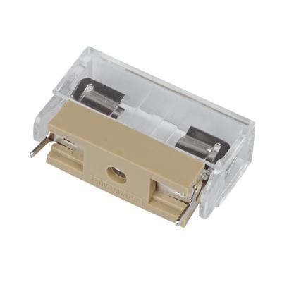 China UL VDE Yellow 5x20 Fuse Holder Block PCB Mount PTF-15 5*20mm Fuse Base with Transparent Cover for sale