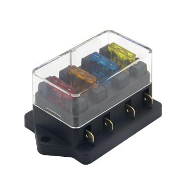 China 4-Way Blade Fuse Holder Auto Fuse Block With 4 Fuse Slots 6.3 Terminals For Bus Boat Marine RV for sale