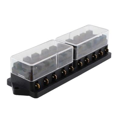 China 10 Slots Circuit Blade Fuse Blocks Fuse Box Holder PA66 6.3mm For Bus for sale