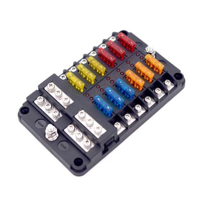 China 12-Way Blade Fuse Blocks 30A ATC 12 Way Fuse Holder With Ground Negative Bus LED for sale