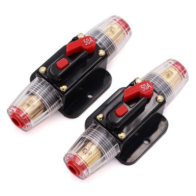 China 50 Amp Panel Mount Circuit Breakers Manual Reset Inline Fuse Holder 24V 12V 50A Audio Breakers for sale