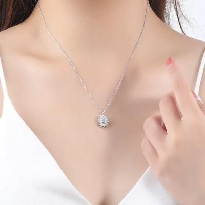 China 925 Sterling Women Necklaces Silver Daisy Necklace Cubic Zircon Cross for sale