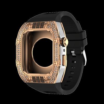 China For Apple Watch band 44mm/45mm Luxury Carbon Fiber watch Case,Men Rugged Case and Fluorine Rubber Wristband Compatible A for sale