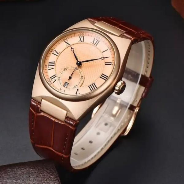 Quality Alloy Case Waterproof Quartz Watch Shock Proof Leather Strap Quartz Watch for sale