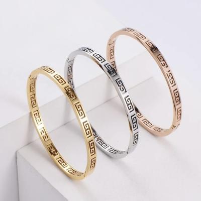 China ODM 24k Gold Bangle Bracelet Stainless Steel No Fade Women'S Fashion Bracelets for sale