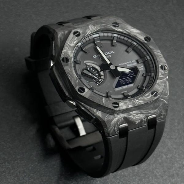Quality Mechanical Casio Watch Case Fashion Fold Over Clasp Type Carbon Fiber Watch Case for sale