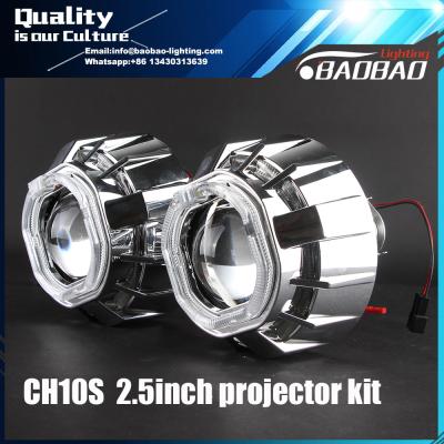 China CH10S  2.5inch H1 bixenon hid projector lens light with Double Crystal angel eye for sale