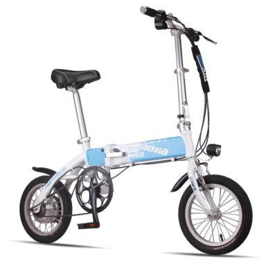 China Blue Foldable Electric Bike Adult City Electric Push Bike With Li - Ion Battery for sale