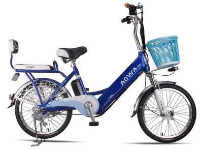 China 24'' Aluminum Rims Lithium Single Speed City Bike Blue Pedal Assist Electric Bike for sale