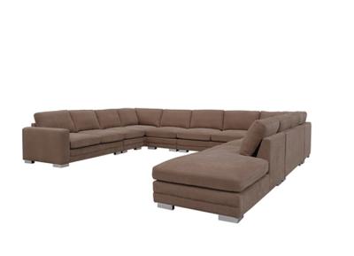 China Brown Corduroy Couch With Chaise Metal Legs 8 Piece Modular Sofa for sale