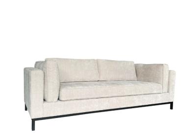 China Metal Base 3 Seater Fabric Lounge With Arm Pillows Beige 3 Seater Fabric Sofa for sale