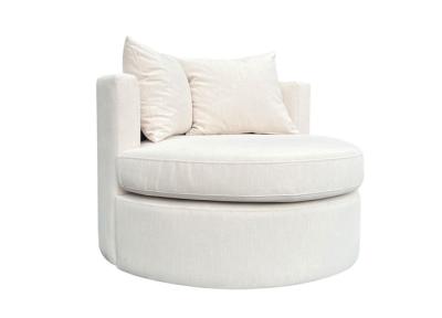 China D28 Foam Density Swivel Fabric Armchair Polyester Swivel Chair Beige for sale