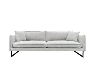 China Sofá de tecido de 3 lugares, pernas de metal, almofadas e travesseiros preenchidos com fibra de esponja superior à venda