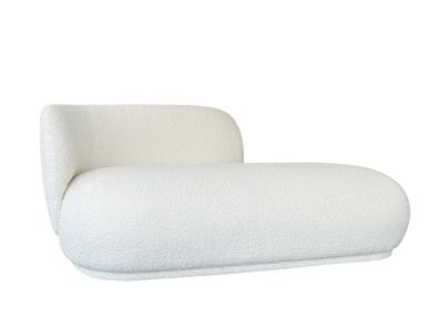 China Wood Legs Three Seater Fabric Sofa Chaise Daybed White Boucle Sofa RHF for sale