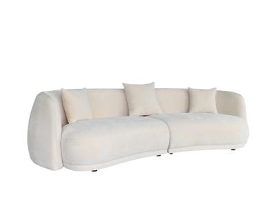 China Beige Fabric Couch Sectional Two Pieces Sofa Set High Density Sponge Padded Seats for sale
