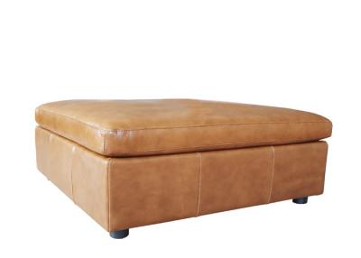 China Chestnut Storage Foot Stool Leather Ottoman Foot Stool Double Stitching Plastic Legs for sale