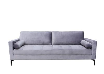 China Three seater fabric sofa pure sponge padded polyester fiber filled back cushions velvet grey for sale