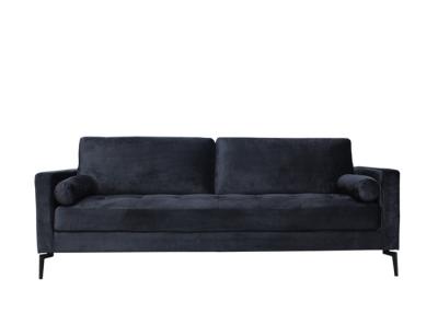 China Sofá de tejido de costura de tres plazas D28 Sofá de terciopelo negro de tres plazas en venta
