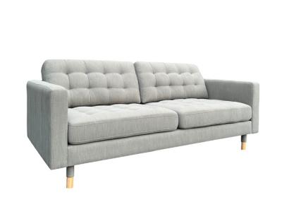 China 100% Polyester Three Seater Fabric Sofa Stitched Pulled In Grey Fabric Sofa 3 Seater for sale
