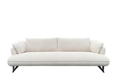 China Assento fixo Sofá de tecido de três lugares almofadas removíveis de braço Sofá de tecido bege à venda