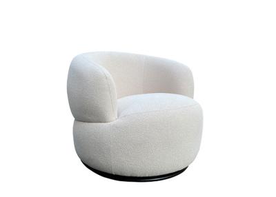 China Boucle Fabric Swivel Chair High Density Foam Ivory Boucle Swivel Chair for sale