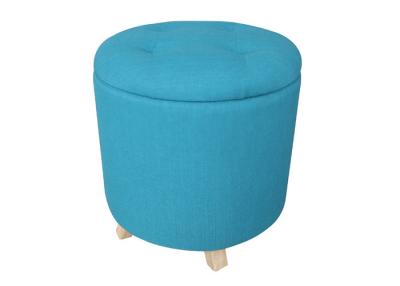 China Turquoise Storage Foot Stool Splayed Timber Legs Ottoman Footstool With Storage for sale