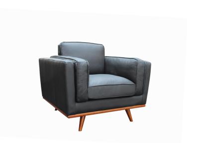 China 107cm Single Seat Leather Lounge Chair Sponge Padded One Seater Black Leather Sofa for sale