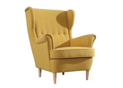 China Rolled Armrest Fabric Arm Chair Upholstered High Back Armchair Wood Legs for sale
