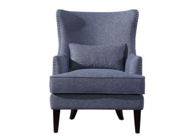 China High Back Fabric Arm Chair Nailing Decoration Navy Blue Armchair for sale