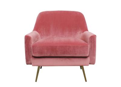 China High Density Foam Peach Arm Chair Fabric Wide Velvet Armchair Metallic Legs for sale