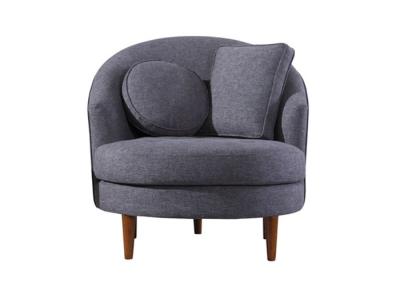 China Contemporary Light Grey Armchair Waist Pillows Timber Legs Dark Grey Armchair for sale