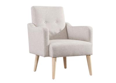 China Fixed Seat Cushion Fabric Arm Chair Foam Padded Beige Accent Armchair for sale